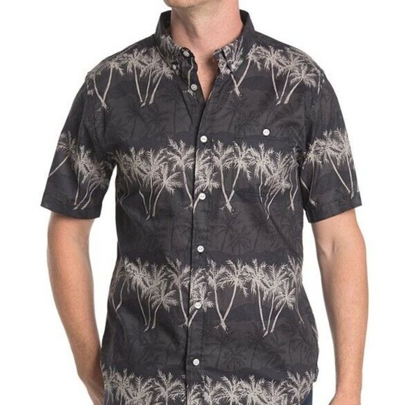 NWT Ezekiel Men's Large Black Pam Dreams Palm Tree Short Sleeve Shirt - Picture 2 of 5
